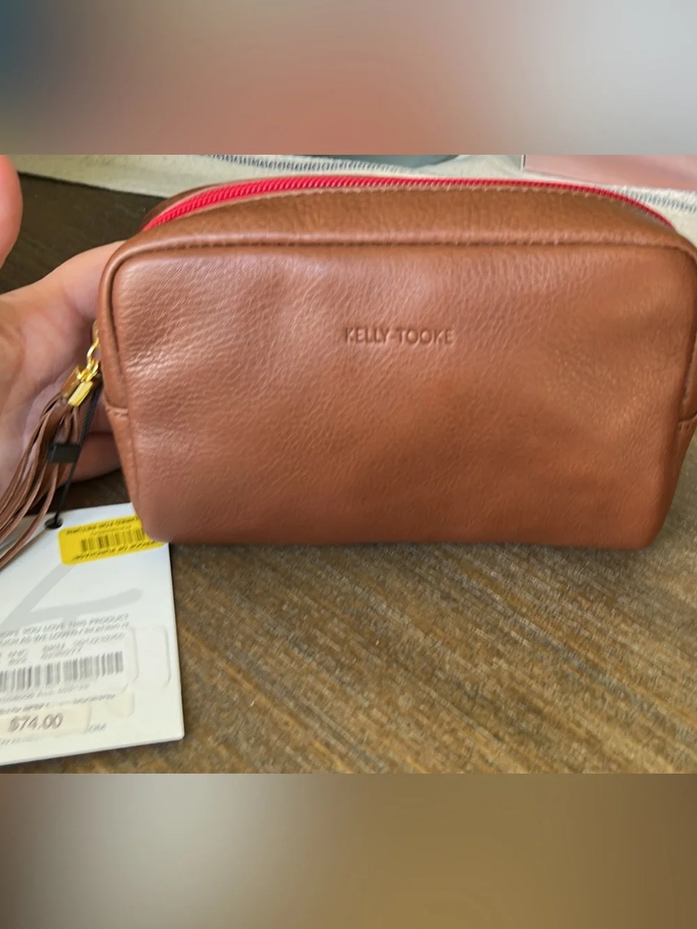 NEW Kelly Tooke Cosmetic Bag in Cognac - Picture 1 of 4